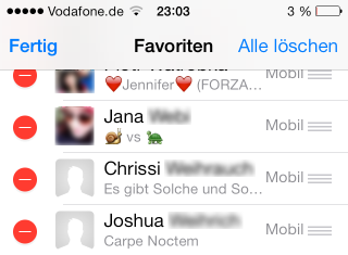 WhatsApp iOS 7 Favorites