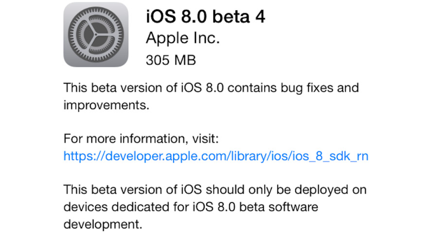 iOS 8 beta 4