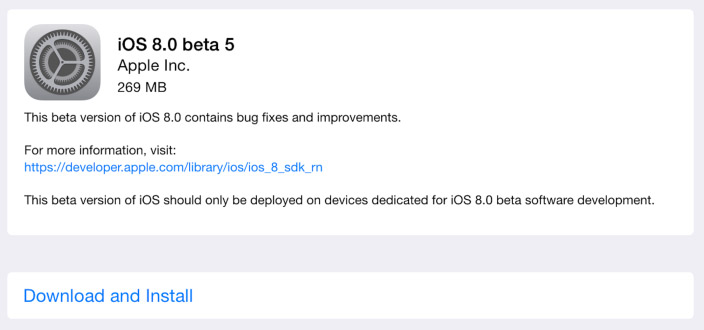 iOS 8 beta 5