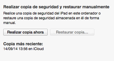 Copia de seguridad en iOS 8