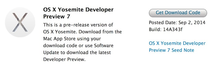 OS X Yosemite developer preview 7