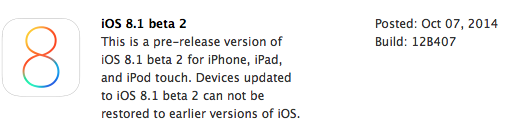 iOS 8.1 beta 2 disponible