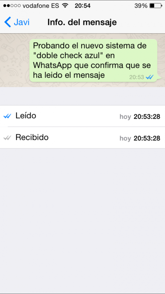 WhatsApp confirmar mensaje leido