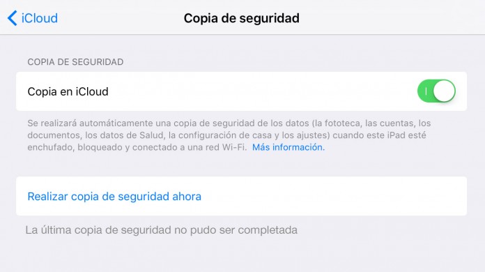 Problemas copia de seguridad en iCloud