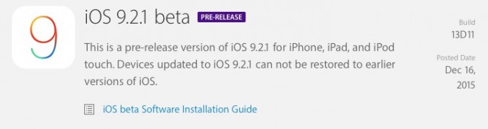 ios 9.2.1 beta 1