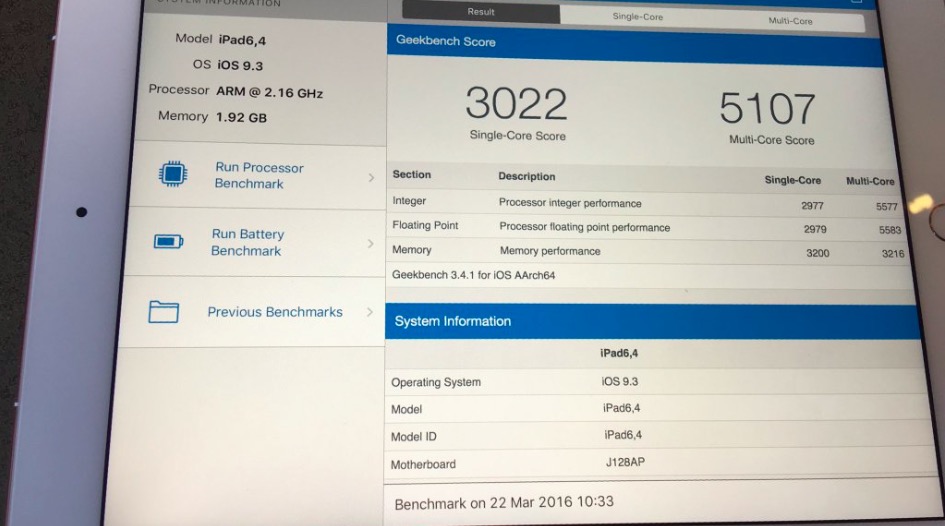 El iPhone SE y el iPad Pro de 9,7 tienen 2 GB de memoria RAM